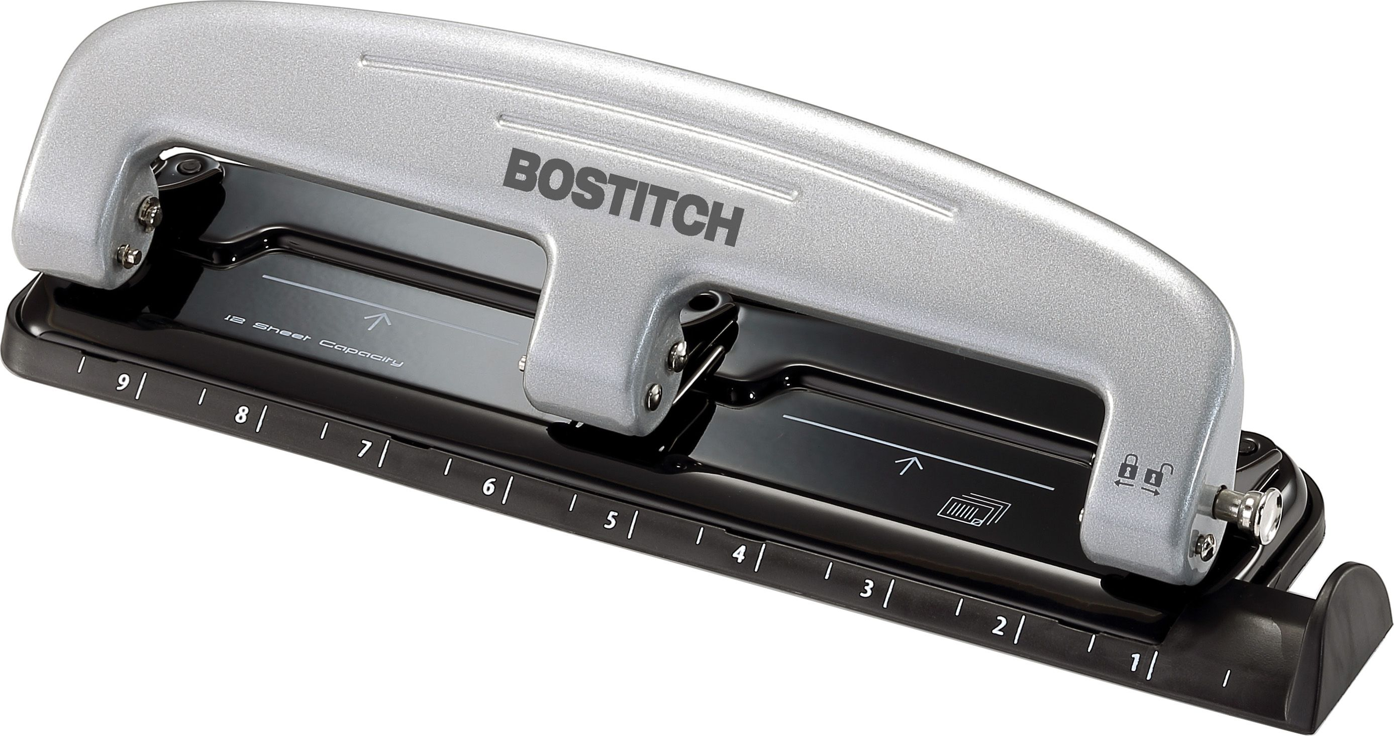 Bostitch EZ Squeeze Three-Hole Punch  12-Sheet